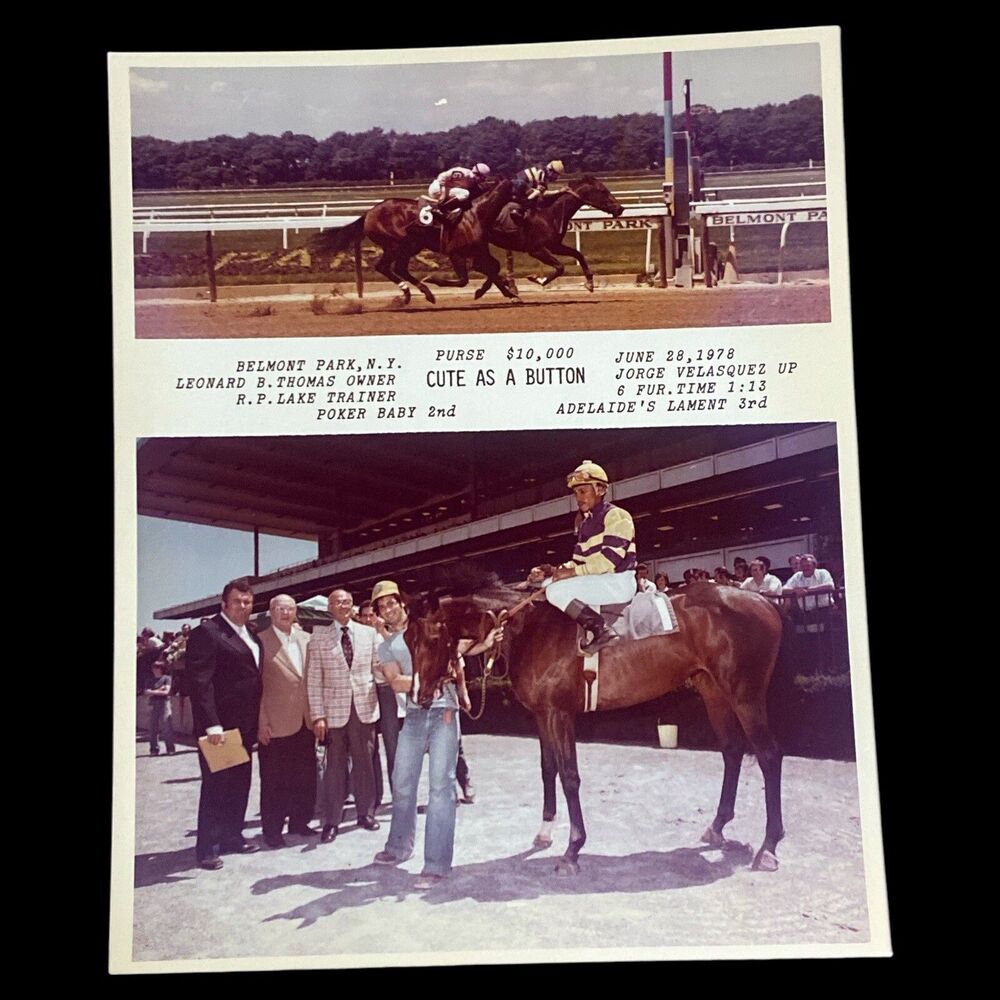 Vintage 1978 Belmont Park Horse Racing Photo Cute As A Button Jorge Velasquez